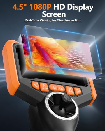 TORQBEAST Cámara Endoscópica de 4 vías con Luz - Cámara de Inspección con Lentes Dobles - Boroscopio Articulado 720° - Batería 2000mAh Incluida - Naranja miniatura 3