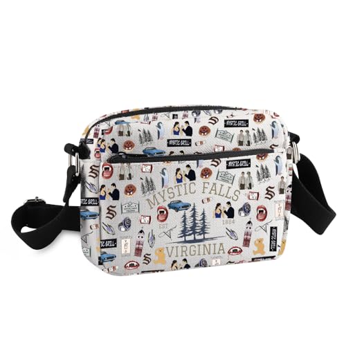 Vampire TV Show Inspired Crossbody Purse Bag TVD Enthusiasts Carry-on Bag Vampire Gift Mystic Falls Virginia Est 01864 Gift (MysticHengCrossS)