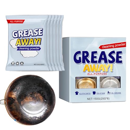 Dtharen キッチンパウダー脱脂剤、強力なキッチン万能粉末クリーナー, キッチン用洗剤, 150g キッチン油汚れグリースクリーニング、パウダークレンザー、レンジフード、排気ファン、ストーブ用キッチン脱脂剤