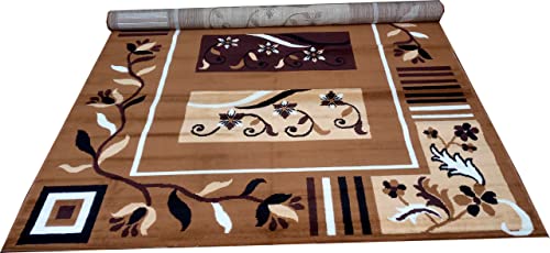 Image of Acrylic Rectangular Carpet for Hall | Mat for Living Room | 5x7 Feet Gold | Anti-Skid Carpets | Carpet for Bedroom Floor | Galicha for Hall | Home & Decor (150x195 CM - Gold Color)