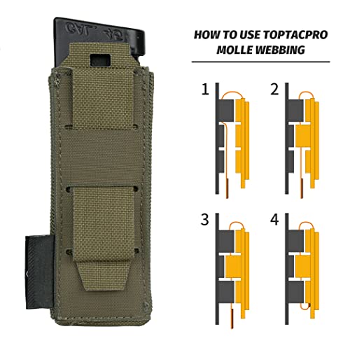 Toptacpro Tactical Pistol Mag Pouch Molle Magazine Pouch For 9Mm .40 .45 Mag Carrier Tool Organizer Holder (Ranger Green) #TOP6
