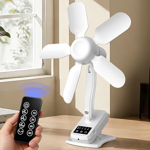 Ventilador de mesa recargable con clip ajustable para eliminar el calor en tu oficina 8