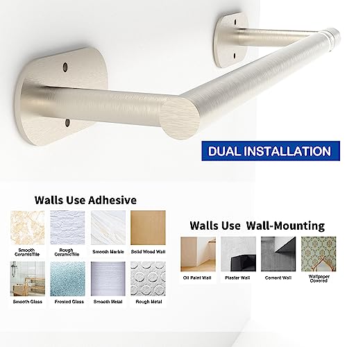 Image of RUACQ Paper Towel Holder Under Cabinet, Wall Mounted or Adhesive Stainless Steel Paper Towel Holder,Round Base Paper Towel Rack for Kitchen, RV, Bathroom (Sliver)