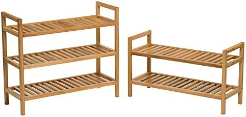 Hallowood Furniture Waverly Oak 2 Tier Shoe Rack in Light Oak Finish - Solid Wood Shoe Storage Rack for Hallway - Modern Space Saving Shoe Storage for Living Room - Shoe Organizer for 6 Pairs of Shoes