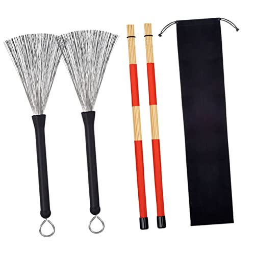 Baquetas con cepillos de acero para percusión acústica miniatura 1