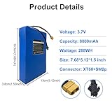 CBJJ 36V 8Ah Electric Scooter Battery Compatible for Phantomgogo R1 Electric Scooters 36V Electric Scooter Replacement Battery 288Wh Li-ion Power Batteries, Size: 7.68 * 5.2 * 1.50 inch - Image 2