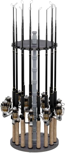 Image of Rush Creek Creations 16-Rod Round Fishing Rod Holder for Garage, 360 Access Fishing Pole Holder for Fishing-Rods, Reels, and Gear, Securely Holds 16 Rods, Barnwood (Pack of 6)