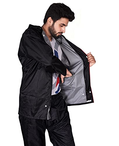 Image of Bildos Raincoat for Men with Adjustable Hood and Reflector at Back