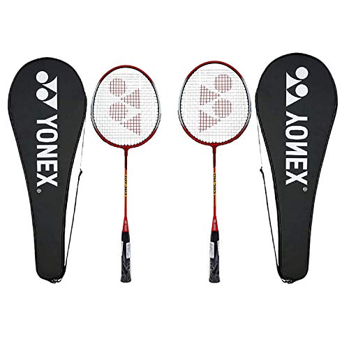 Yonex Gr 303 Badminton Racket 2018 Professional Beginner Practice Racquet With Face Cover Steel Shaft - Pack Of 2 #TOP11