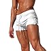Produktbild TMEOG Badeshorts für Herren Badehose Kurz Badehosen Männer Eng Schwimmhose Boxer Badepants Wassersport Kurze Hose Schnelltrocknende Strandshorts mit Reissverschluss (EU L/Tag XL, Weiß)