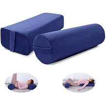 MABOZOO Yoga Bolster Set, Velvet Cover High Density Foam Pillows for Restorative Yoga and Meditation, Rectangular and Cylinder Bolster Pillow Meditation Cushion Pillow For Women Leg