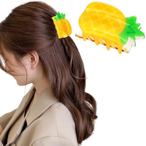 Hapdoo 1pc Pineapple Hair Clips, Cute Fruit Hair Aceessories for Women Girls Half Updo, Small Funny Claw Clips Novelty Ideal Gifts