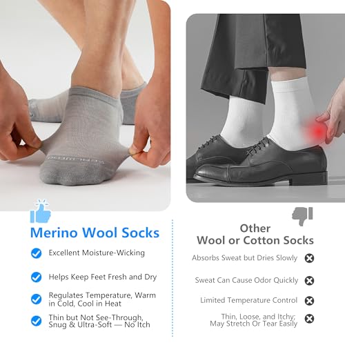 Image of No Show Athletic Socks, ZEALWOOD 3 Pairs Merino Wool Ultra-Light Running Tennis Golf Socks for Men Women