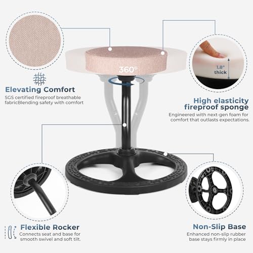 Image of ADHD Chair for Kids, Yoga Chairs for Adults, Wobble Stool Active Flexible Seating Desk Chair with Non-Slip Base and Washable Seat Cover for Stability, Balance, Yoga, Office, School, Classroom