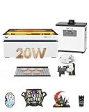 WECREAT Laser Engraver with Clean Air, Rotary, Air Assist, 20W(20,000mW) Desktop Diode Laser Engraver and Cutter with Auto-Lifting Enclosure for Small Business DIY Wood Acrylic Metal Leather