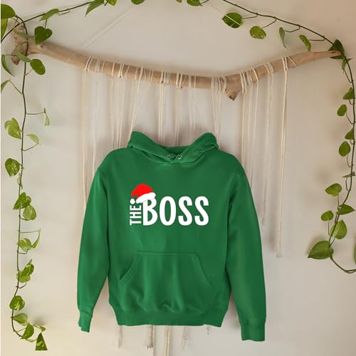 Couple Christmas Hoodie, Christmas Couple Hoodie, The Boss - The Real Boss, Couple Christmas Matching Hoodie, Funny Christmas Gifts3