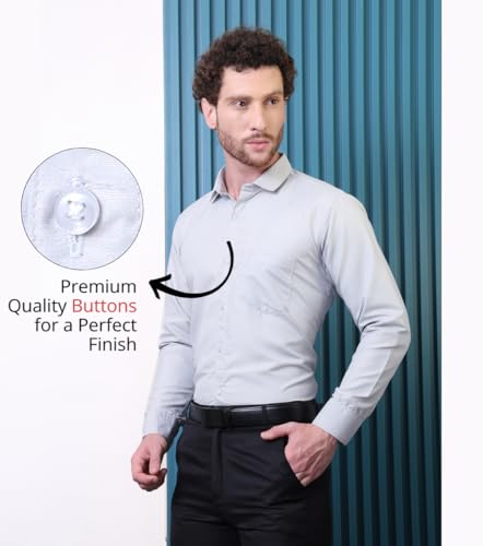 Image of CONTRARY Men's Pure Cotton Solid Stylish Casual & Formal Wear Shirt | Stylish Regular Fit Full Sleeve Comfortable Office Party Trendy Shirt - Multi Color