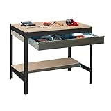 Simon Rack Mesa de Trabajo Taller, 600 kg Capacidad Carga, 842x1210x760 mm, 1 Cajón, Antracita/Madera - BT0