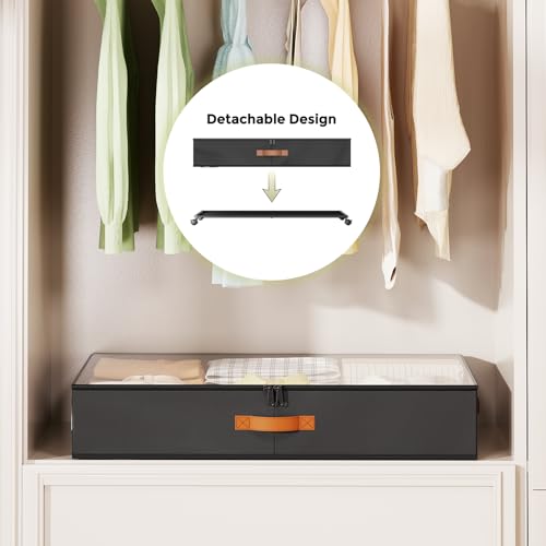 LAMU-Under-Bed-Storage-with-Wheels-2-Pack-Under-Bed-Storage-Containers-with-Clear-Lids-Label-Rolling-Under-Bed-Drawers-for-Clothes-Shoes-Blankets-Black