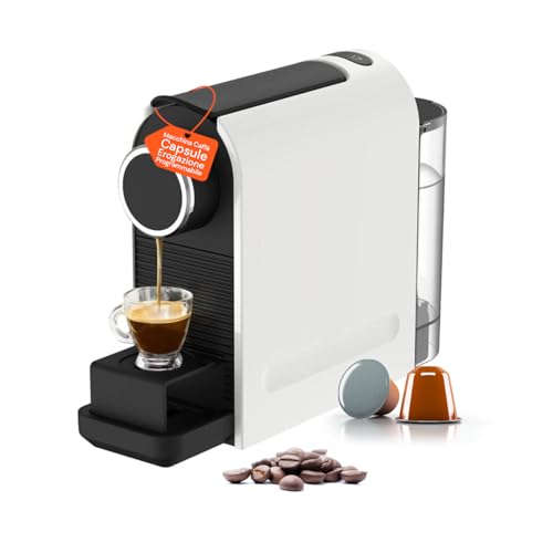 Wintem - Macchina Caffè da 1400W con Pressione 20 Bar Compatibile Capsule Standard, Serbatoio da 0,5L, Erogazione Programmabile e Spegnimento Automatico per Caffè Espresso Cremoso e Veloce Bianca