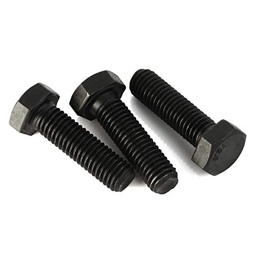 Image of Mellewell M6 x 20mm Hex Head Screw Bolts, Fully Threaded, Alloy Steel Grade 12.9, Black Oxide Finish, Quantity 25