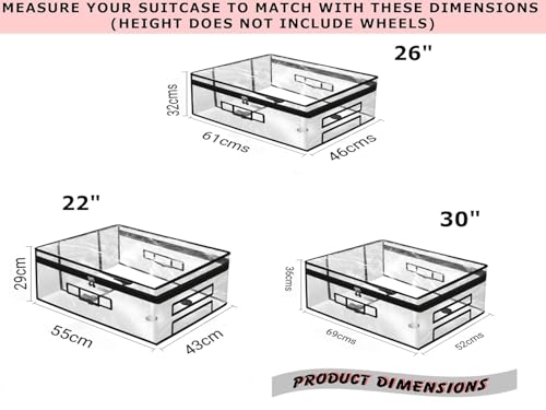 Image of Set of 3 Suitcase Cover Protector Water-Dust-Scratch Proof PVC Clear Zippered for Trolley Luggage Bag Cover for Soft /Nylon Suitcase (22 inch 26 inch 30 inch)