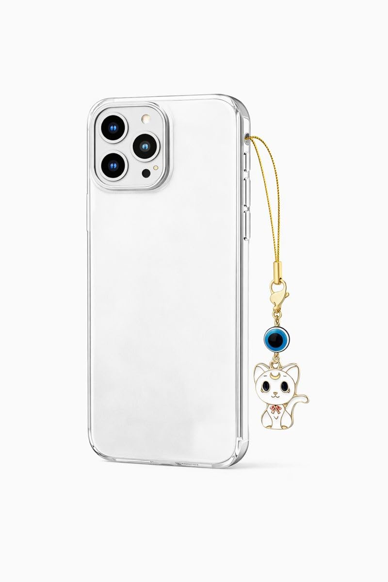 Glass Cat Charm Evil Eye Mobile Phone Pendant, Decorative Charms For Telephones, Suitable For Keychain Car Key Bag Backpack Wallet Decoration Usb Charm,Gold-picture-30