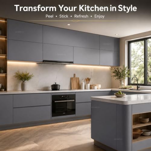 Image of HOME13 Grey Matte Wallpaper Self Adhesive Vinyl Decorative Waterproof Removable Wall Paper for Cabinet Kitchen Applinces Bedroom Table top(20x100 Inch)