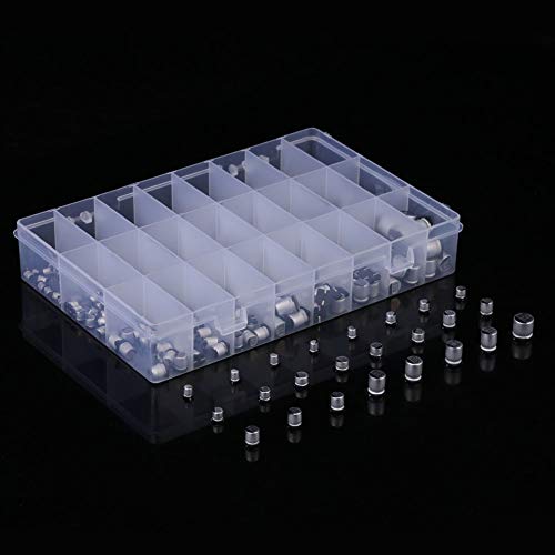 Image of 400 Pcs 24 Values Electrolytic Capacitors Assortment Kit 24 Different Types SMD Bypass Low Frequency Aluminum with Storage Box 1uF - 1000uF