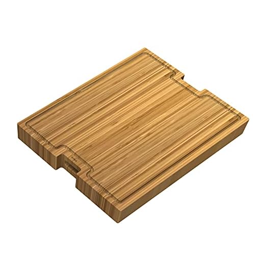 Kraus KCB-WS02BB Kore Workstation Kitchen Sink Solid Bamboo Cutting Serving Board, 22 3/4" x 16 3/4"