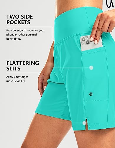 Image of G Gradual Women's 7 inch Long Swim Board Shorts High Waisted Quick Dry Beach Swimming Shorts for Women with Liner Pockets