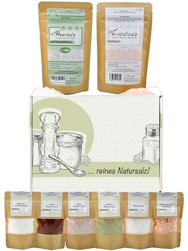 direct&friendly | Salz Geschenkset | 8 Gourmetsalze | 1000g | unterschiedlicher Farbe, Körnung, Würze und Konsistenz