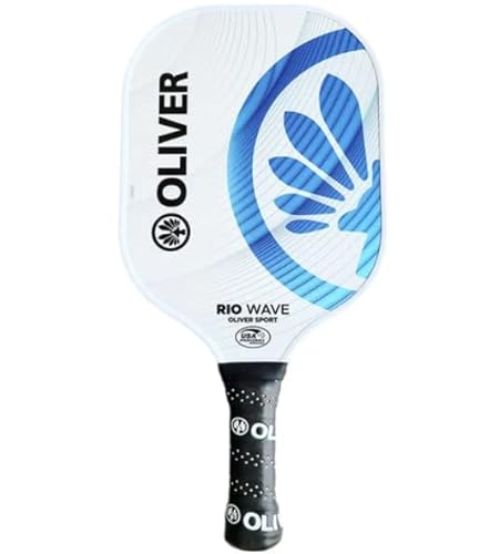 Raqueta Pala Pickleball Rio Wave Blanca y Azul Oliver 220 Gramos Panel de Abeja y núcleo 13 mm certificadas por USA Pickleball Cover