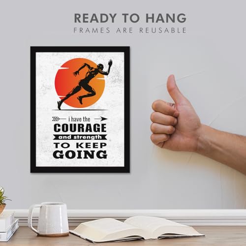 Image of Chaka Chaundh - Office Quotes Frames -Student Motivational Quotes Wall Frames for Office - Positive Business Quotes Wall Frame - I have the courage and strength TO KEEP GOING - (14 X 11 Inches)