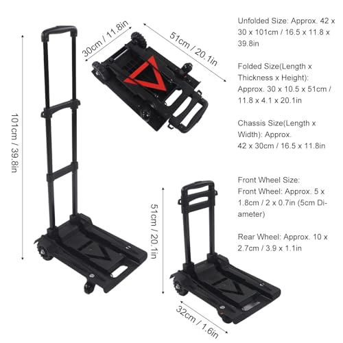 Carretilla plegable de mano, 4 ruedas, capacidad 40 kg miniatura 7