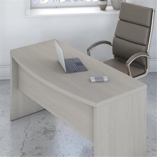 Image of Bush Business Furniture Echo L Shaped Bow Front Office Desk in Gray Sand, Modern Computer Table for Home or Professional Workspace