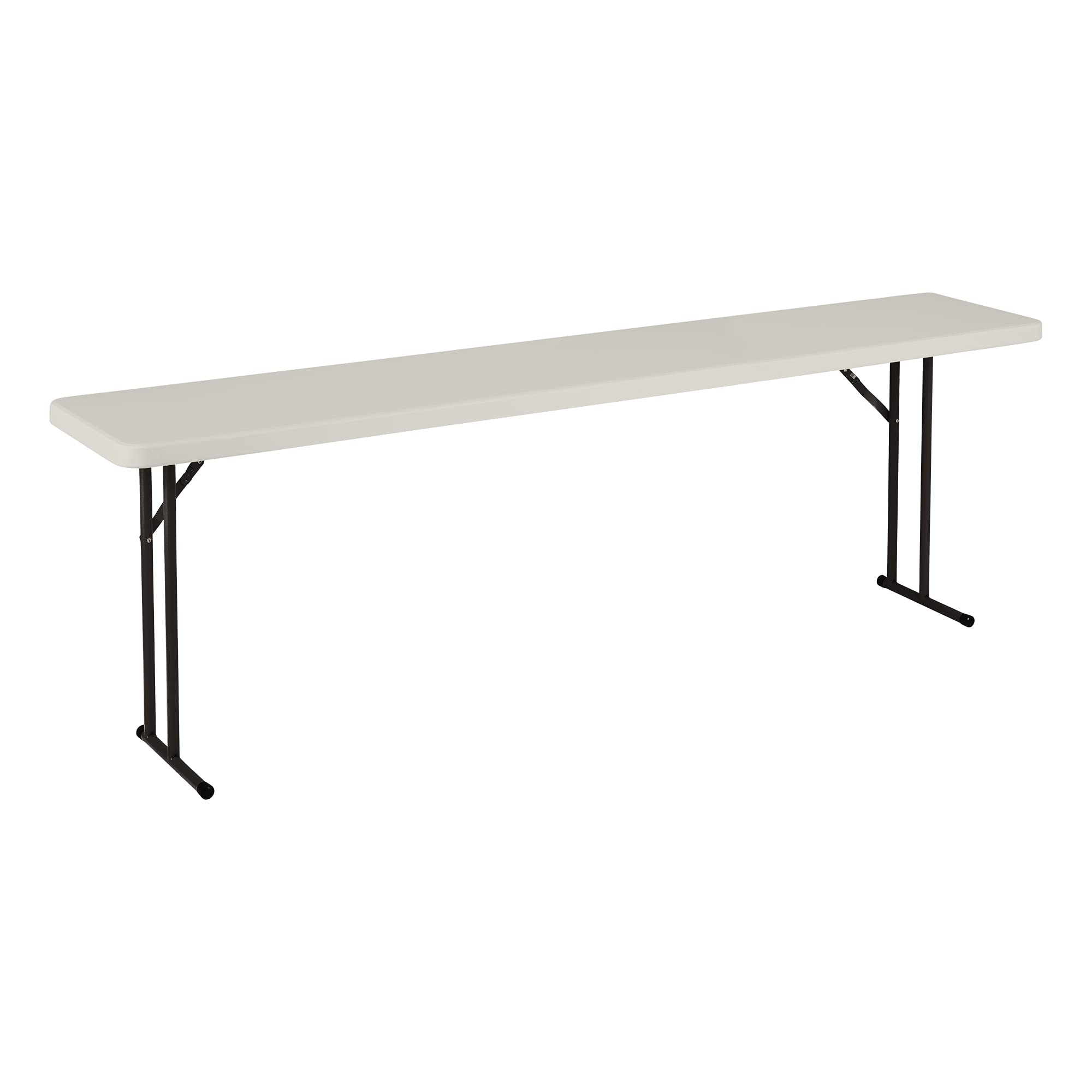 Norwood Commercial Furniture 8' Indoor/Outdoor Folding Training Table, Rectangular Blow-Molded Plastic Folding Training and Event Table, Gray