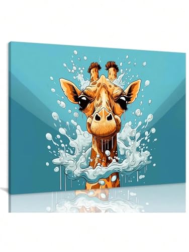 Peinture sur toile aquarelle girafe 80x120cm pour décoration