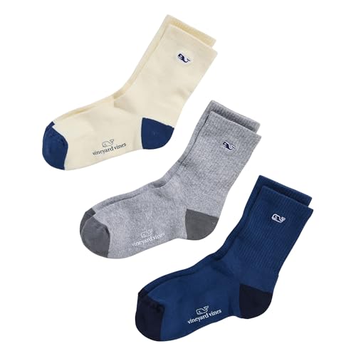 vineyard vines Classic Whale Athletic 3-Pack Socks, Prussian Blue, onesz