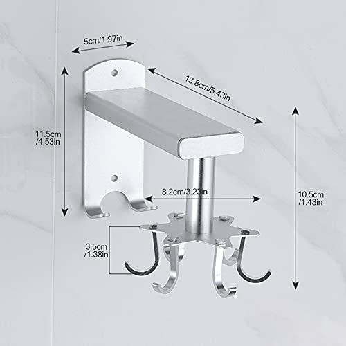 Wandgemonteerde Swivel Utensils Hanger, Ruimtebesparende Keukenrek Wandorganizer met 6/8 Verwijderbare Haken & 2… - Image 4