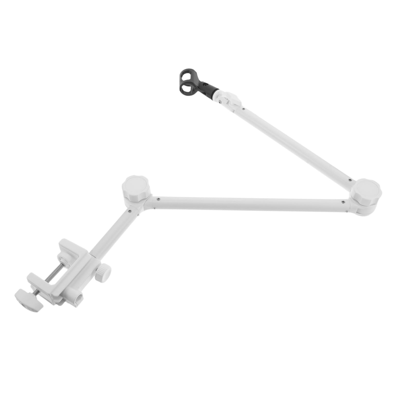 Supporto per Microfono da Scrivania Yz-38 Bianco, Asta Metallo | Rotazione 360 Gradi, Base Plastica e Clip Inclusa, per Streaming e Uso Domestico