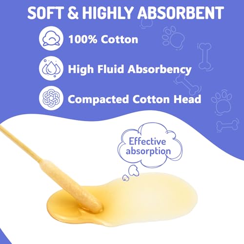 Accesfire 200PCS Professional Dog Ear Swabs in Storage Box, 6 Inch Long Cotton Swabs with Bamboo Handle for Dogs - Soft Cotton, Gentle and Lint-Free, Specially Designed Large Cotton Swabs for Dog Ear - Thumbnail 4