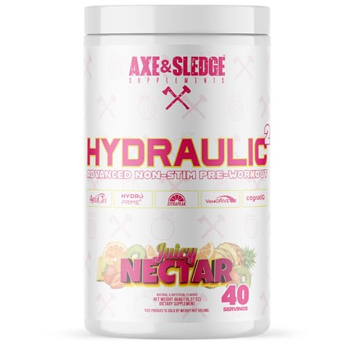 Axe & Sledge Hydraulic Stim-Free Pre-Workout Powder for Men & Women | Performance Stamina Focus Pumps | L-Citrulline Beta Alanine Creatine Caffeine-Free Juicy Nectar