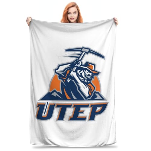 UTEP Miners Flannel Blanket Throw Soft Fuzzy Plush Cozy Fleece Blankets-50 X40