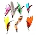 Zerodis 7-Piece Cat Wand Replacement Feathers, Interactive Teaser Toy for Exercise and Play, Dangler Rod Stick Heads for Kittens Pet Toy
