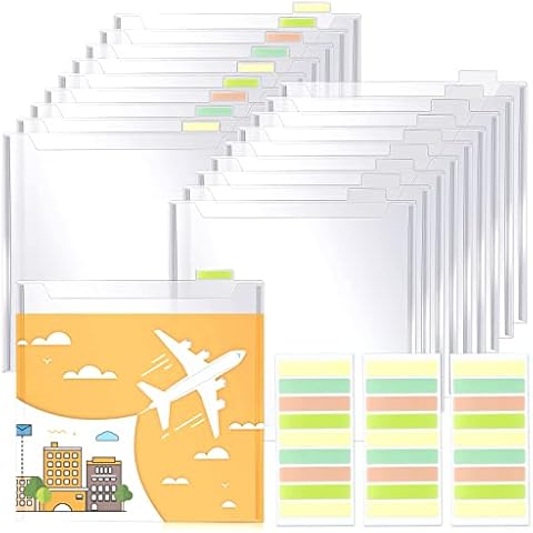 Vmiapxo 20 Pack Scrapbook Paper Storage Organizer, 12 x 12 Inch Top Loading Files with Tabs, Plastic Holders Pockets for Scrapbook Cardstock Origami Decoupage Photo Vinyl Paper Cover