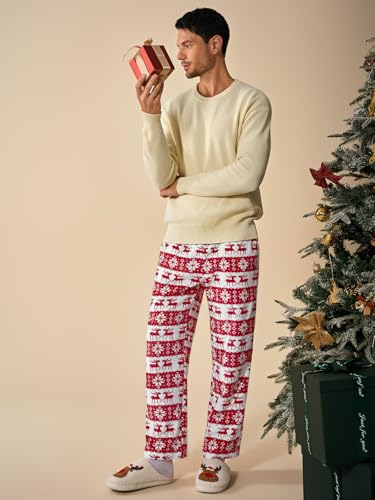 PASLTER Mens Pajama Pants Fleece Plush Lounge Sleep Pj Bottoms Soft Drawstring Pants with Pockets for Men4