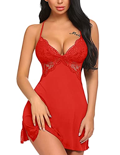 Image of Women Chemise Lingerie Nightie Full Slips Lace Babydoll Sleepwear Dress