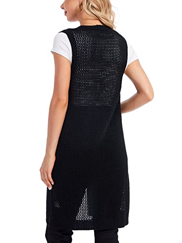 Moss Rose Womens Sleeveless Cardigans Vests Long Open Front Hollow Crochet Cardigan Sweater Duster Vest2