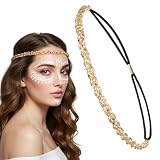 IANFAN Gold Sparkly Hairbands, 70s Vibe Sparkly Head Chain Elastic Rhinestone Headpiece Crystal Feel Head Chain Diamond Feel Hair Bands Accessories for Singing, Dancing, Weddings, Party